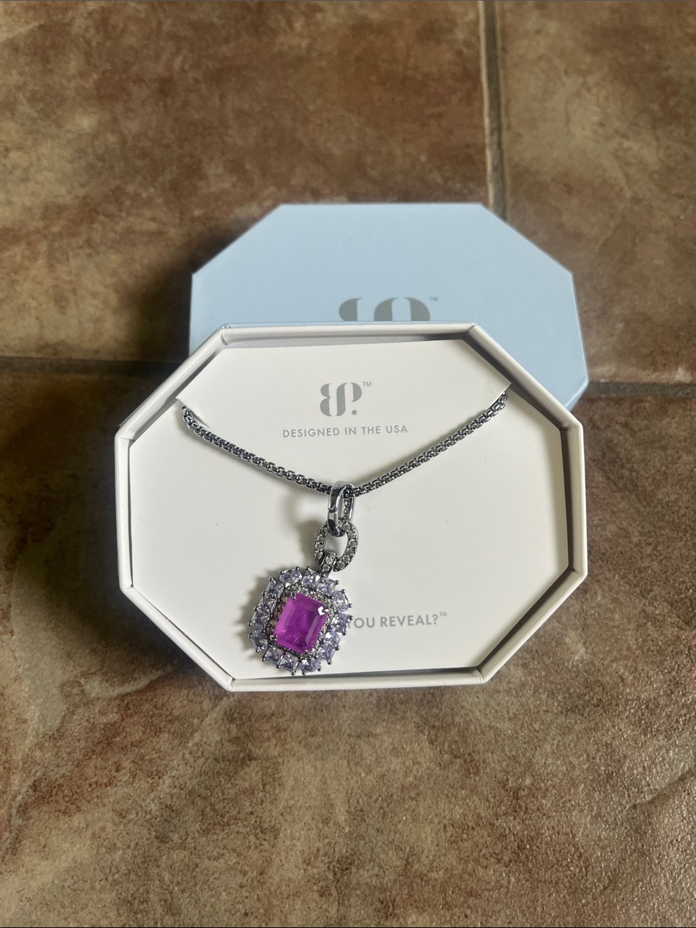 Hematite Purple Halo Pendant Necklace